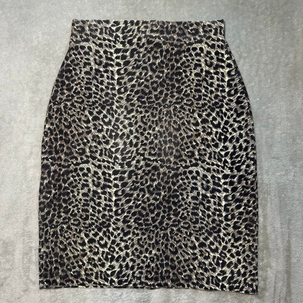 ING Leopard Animal Print Pencil Skirt Size S Stretch Bodycon Y2K Office Career - Picture 3 of 9